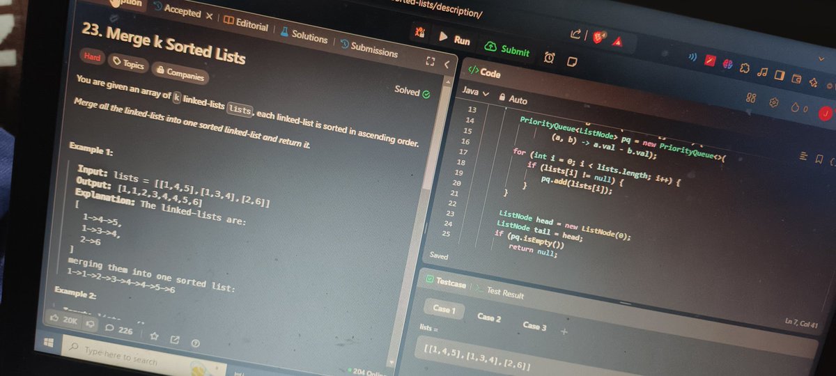 JashanMaan81547's tweet image. Today marks Day 72 of the #100DaysOfCode Challenge. I am currently focused on solving Leetcode problem number 23. Let's shine 💫
#learnandbuild