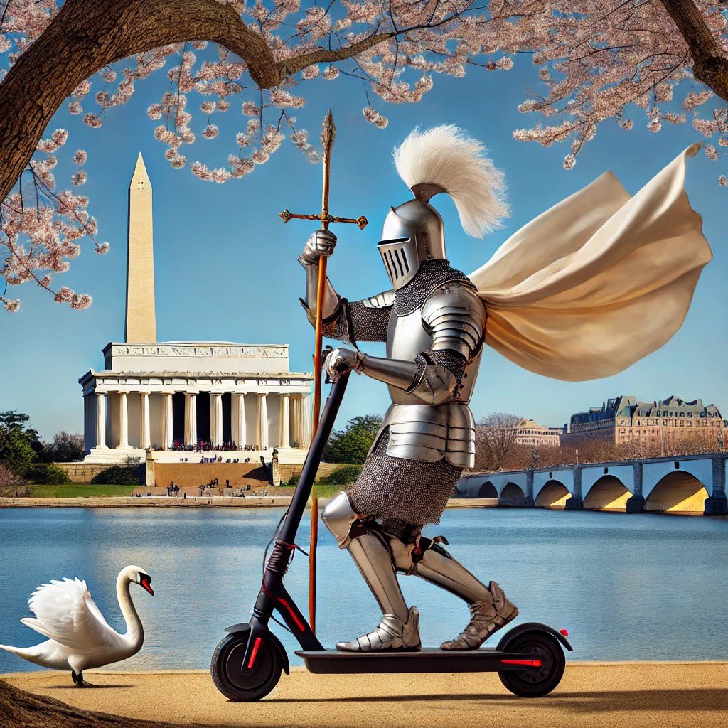 Forget swan boats! 🚴‍♂️ Lohengrin just called a rideshare to cruise by the Potomac. When the Swan Knight upgrades his commute, medieval drama meets 21st-century convenience. 🛴

#ModernLegends #OperaHumor #Lohengrin