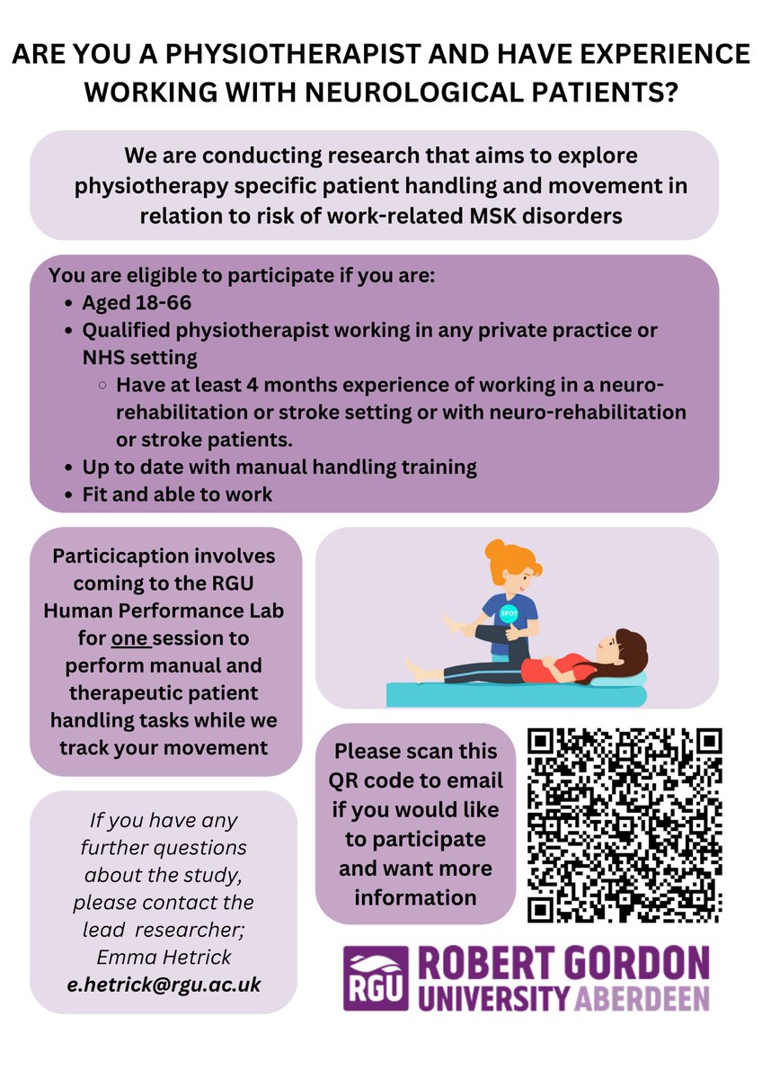 Physios - anyone within reasonable travelling distance of RGU interested in taking part in this? Please share. <a href="/RGUHealthSci/">RGU School of Health</a> <a href="/RobertGordonUni/">Robert Gordon University (RGU)</a> <a href="/Physio_RGU/">RGU Physiotherapy</a> <a href="/AHSCPhysio/">AbdnHSCPhysio</a> <a href="/gramacutephysio/">GrampianAcutePhysio</a> <a href="/shirephysiocrt/">Aberdeenshire Community Physio</a> <a href="/lynzalexander/">Lyndsay Alexander</a>