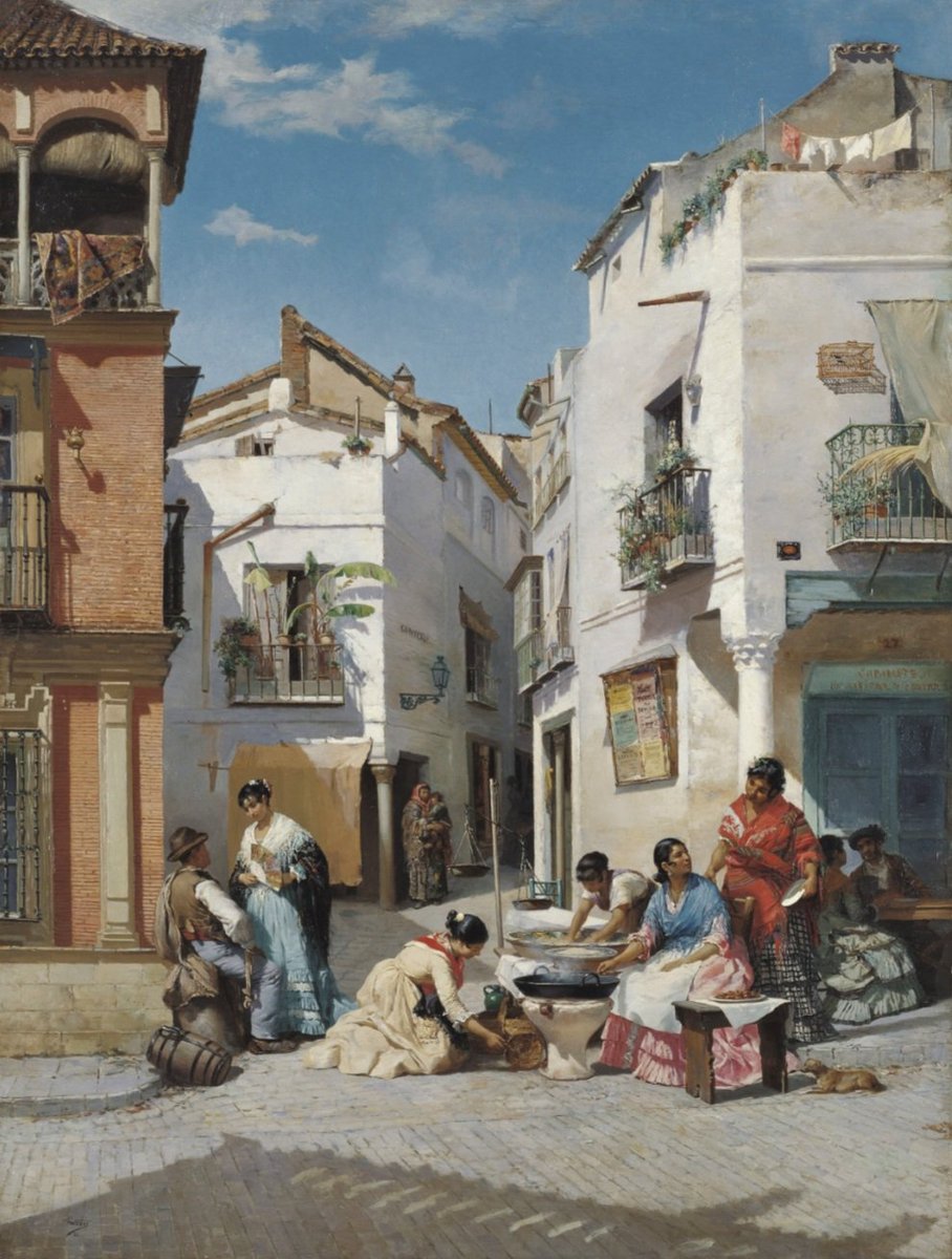 Manuel Wssel de Guimbarda. Calle de Sevilla, 1881.
Para que os ubiqueis, en la calle del fondo se puede leer calle "Conteros".