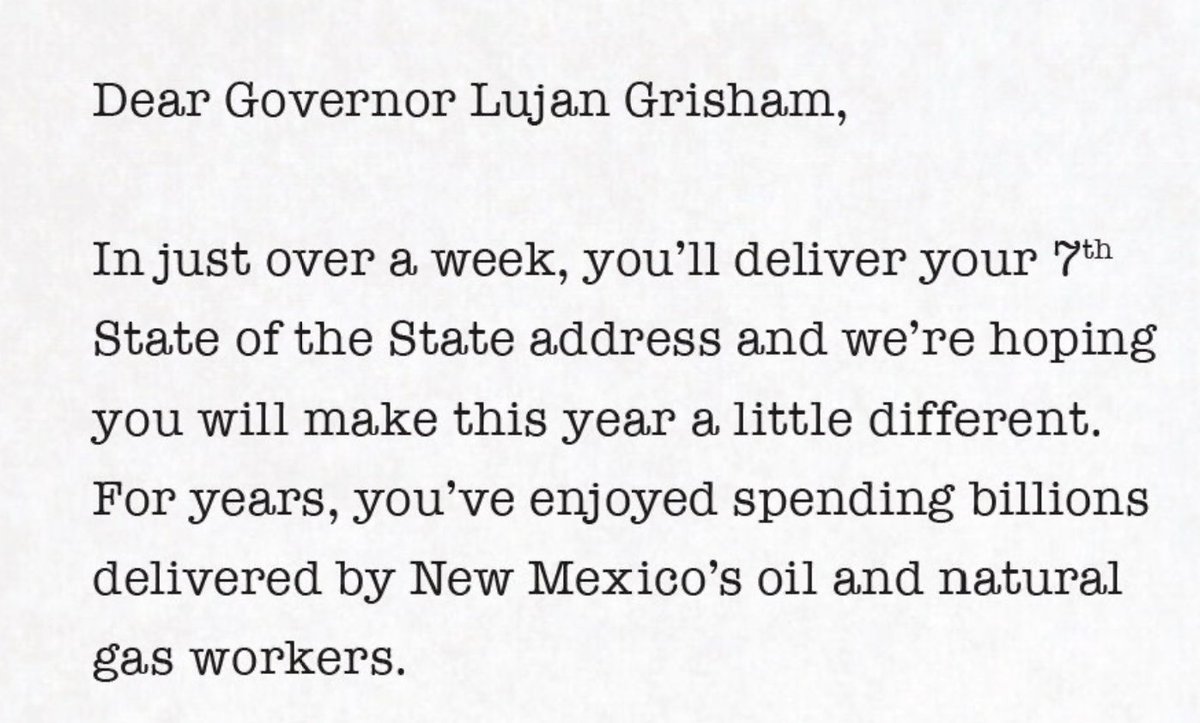 PTFNewMexico's tweet photo. We're asking @GovMLG to do something a little different this year for her State of the State speech. https://t.co/VAavjmkwLQ