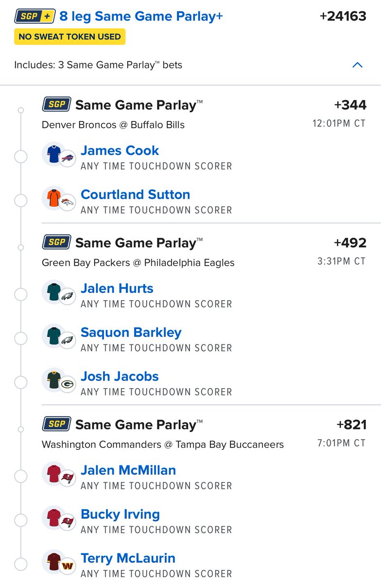 southhailey1's tweet photo. CRAZY TD PARLAY!! TAP IN ✅ #FanDuelPlayoffs https://t.co/E5sazxlIz8
