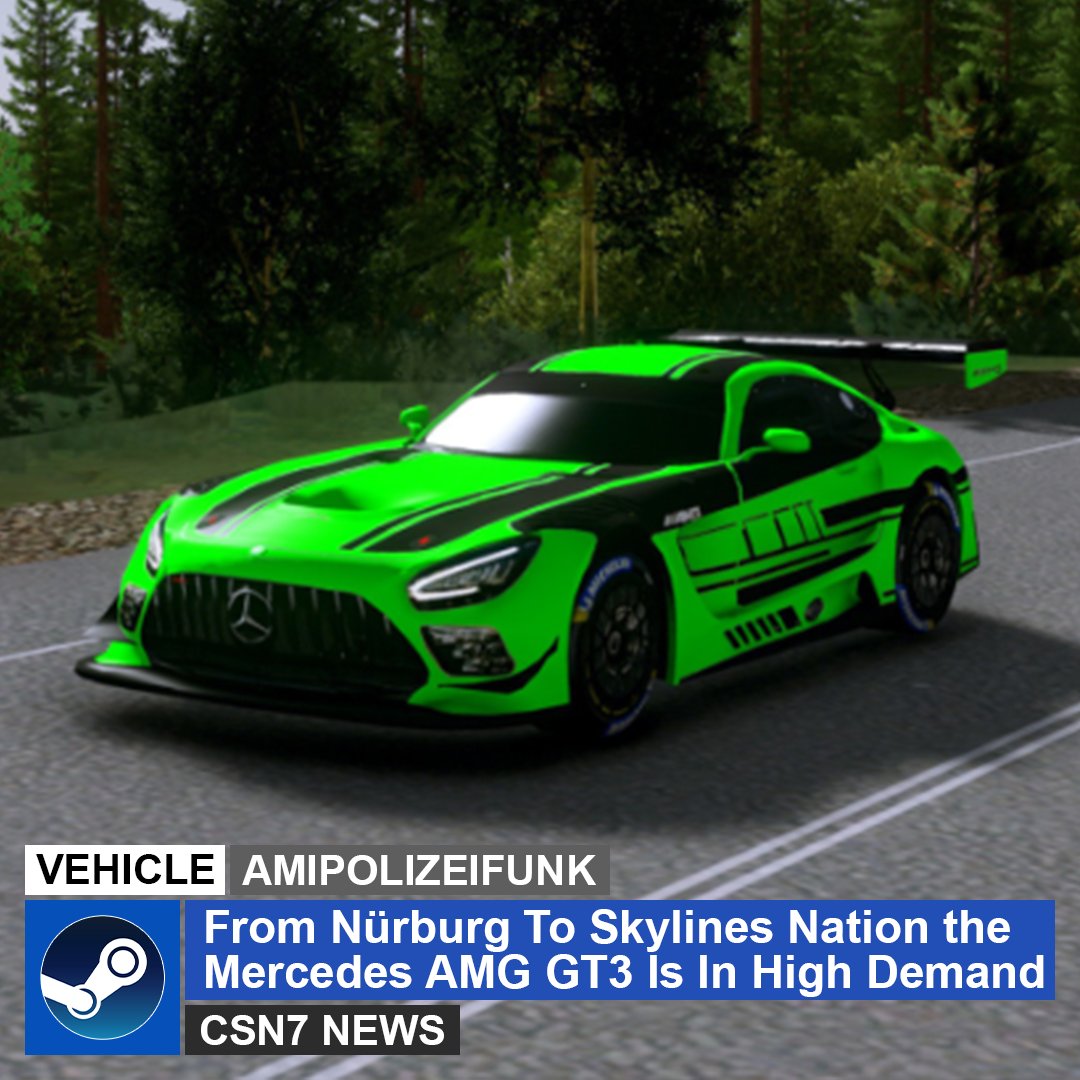 CSN__7's tweet image. Mercedes Benz AMG GT3 has hit the streets in #CitiesSkylines with @AmiPolizeiFunk lucky enough to get the first model off the assembly line
Vehicle: steamcommunity.com/sharedfiles/fi…
Prop: steamcommunity.com/sharedfiles/fi…