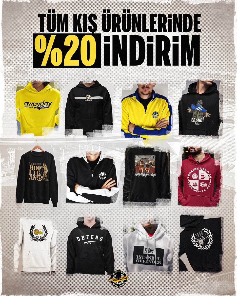 UltrasMaskTr's tweet photo. Tüm kış sezonu ürünlerinde %20’ye varan indirim fırsatını kaçırmayın! 🧣

Ultras ruhunu yansıtan hoodieler, sweatshirtler, bereler ve daha fazlası için avantajlı fiyatlarla tanışma zamanı.

⏳ Sınırlı süreli bu fırsatı kaçırmayın!
💥 Hemen alışveriş için; https://t.co/DABD9svQRq https://t.co/65byyxZDZm