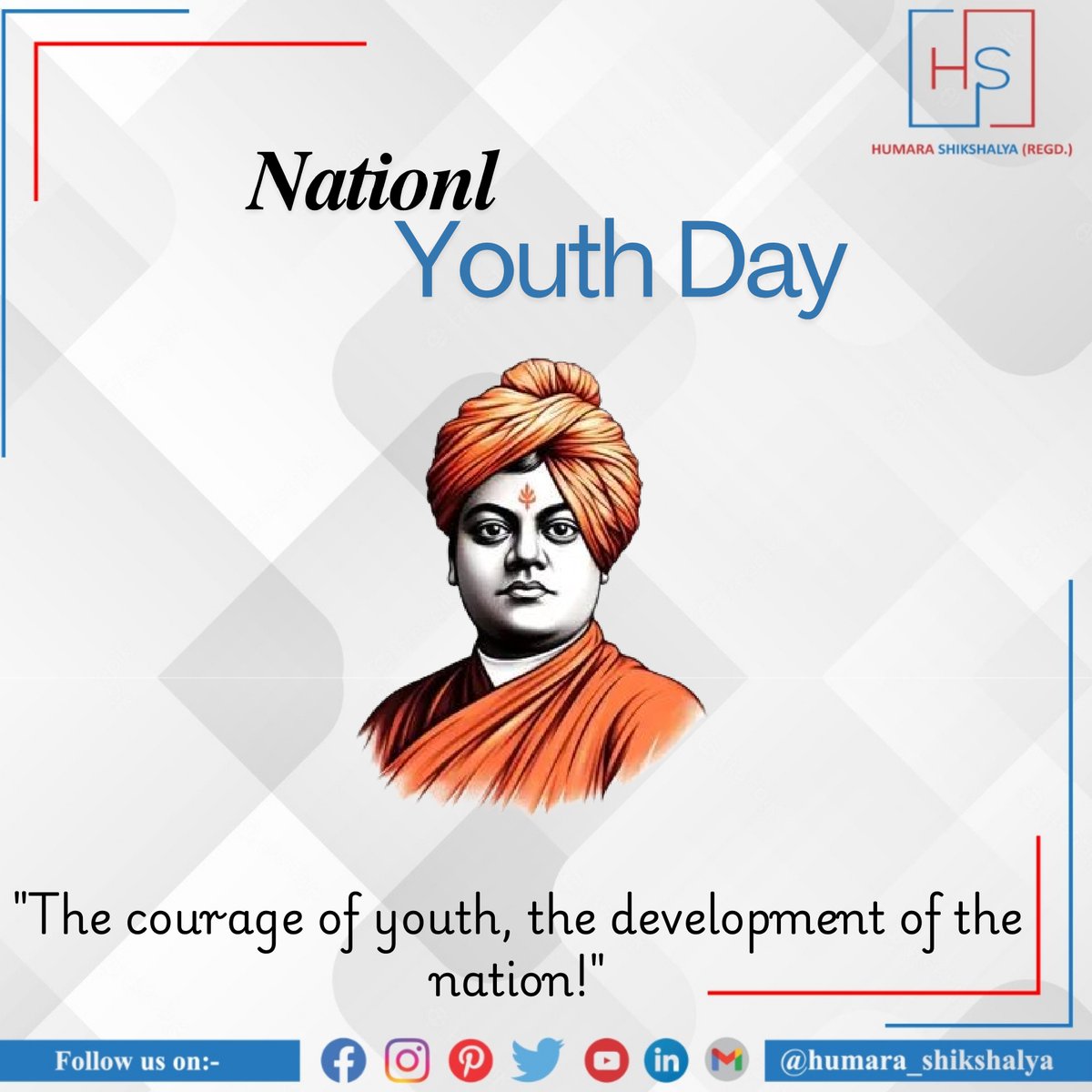 HShikshalya's tweet photo. On this National Youth Day, let's honour the energy, passion, and vision of young minds working toward a brighter tomorrow. 
Join us in empowering the youth to lead through education, social service, and compassion. Let’s be the change we wish to see!  https://t.co/a5uab8fww0 https://t.co/bHmBYW0ZHO