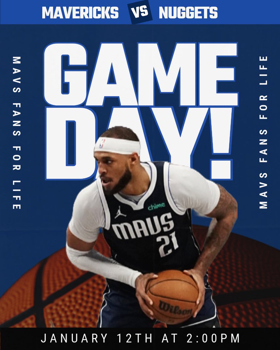 MavsFansForLife's tweet photo. IT’S GAME DAY!  

Mavericks vs Nuggets 
📍 American Airlines Center, Dallas, TX
⌚️ 2:00 pm CT 
📺 KFAA, Mavs TV
📻 97.1 FM and 99.1 FM https://t.co/IYQr1q3PzI