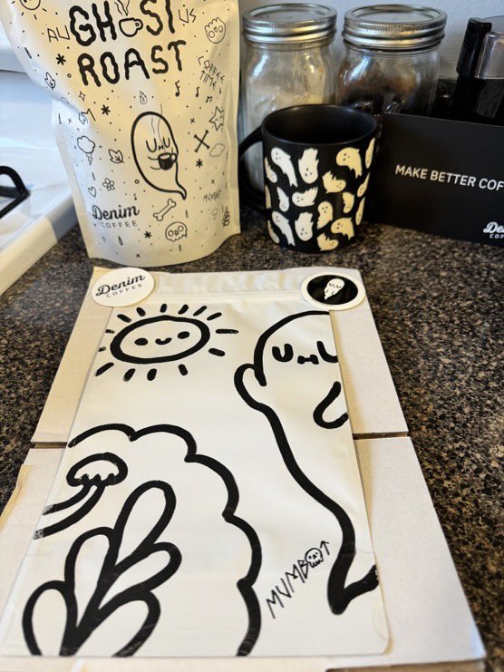 StrokeDriven's tweet photo. I was super excited when the @DenimCoffee arrived, but squealed when we realized WE WON the FIRST custom made/hand drawn coffee bag by @mumbot herself.  

If you want to try for yourself, see the comments below for the link.

#MAKEBETTERCOFFEE LFGHOOOOST! https://t.co/fteMKyDhMY