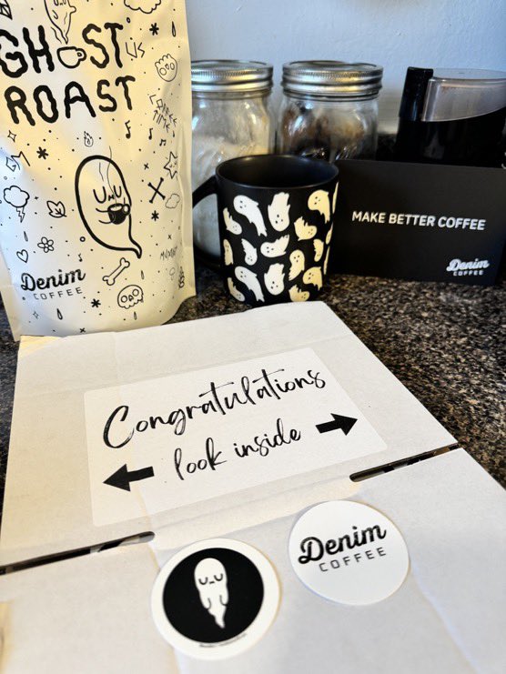 StrokeDriven's tweet photo. I was super excited when the @DenimCoffee arrived, but squealed when we realized WE WON the FIRST custom made/hand drawn coffee bag by @mumbot herself.  

If you want to try for yourself, see the comments below for the link.

#MAKEBETTERCOFFEE LFGHOOOOST! https://t.co/fteMKyDhMY