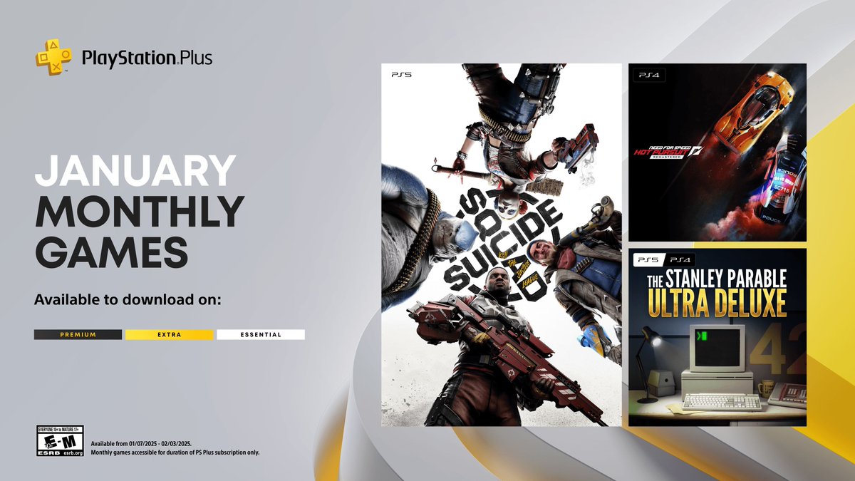 PintoGamingCr's tweet photo. #PorSiSeLoPerdieron, ya pueden reclamar los juegos de #PlayStationPlus del mes de enero. A partir del 7 ya están todos disponibles, destaca el juegazo de #TheStanleyParable, el simpático #NeedforSpeedHotPursuit Remastered y el decepcionante #SuicideSquadeKillTheJusticeLeague. https://t.co/2XWbTQMFCx