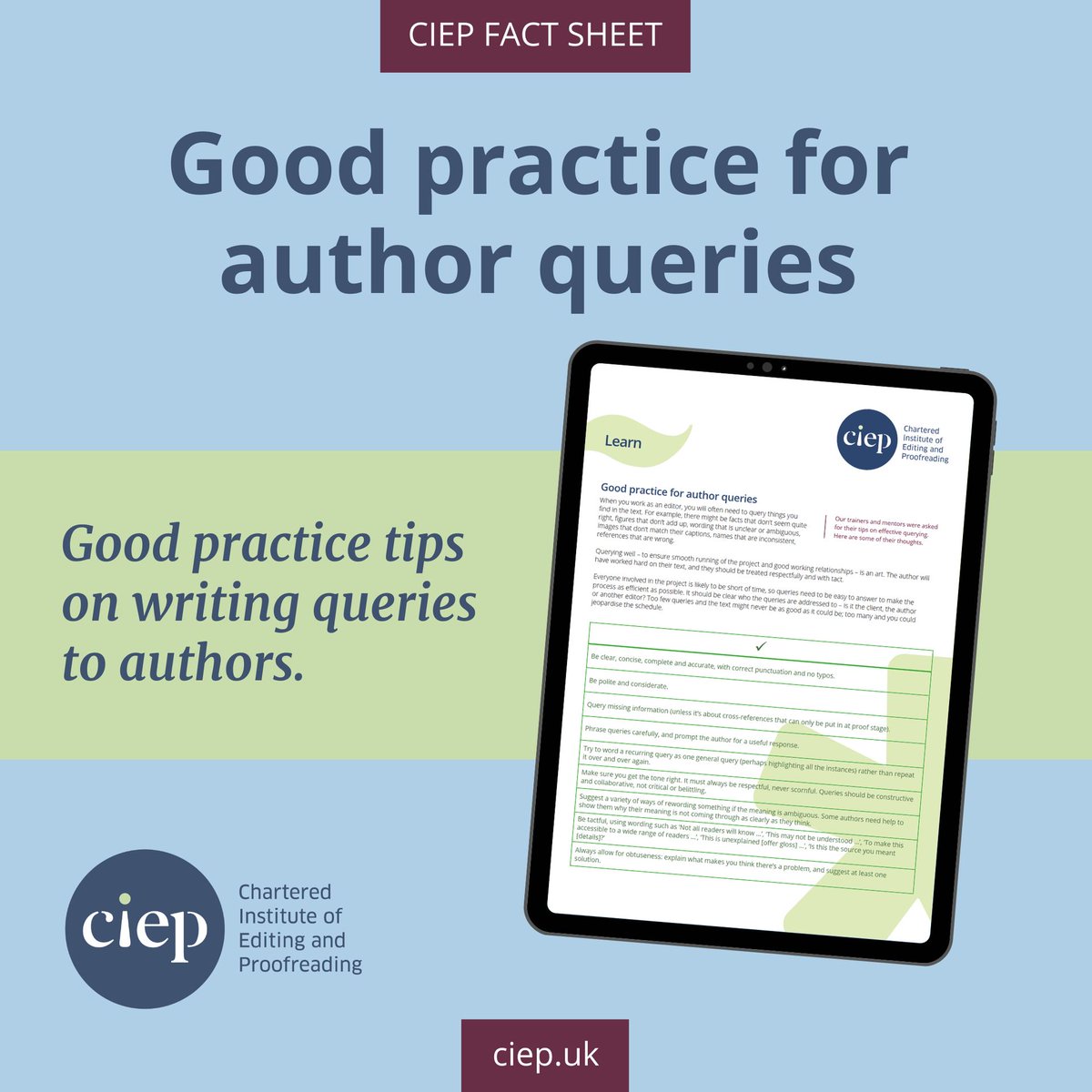 Download this CIEP fact sheet! Good practice for author queries. Only £1.50! Free for members. It's available here. 👉 ciep.uk/product/good-p…