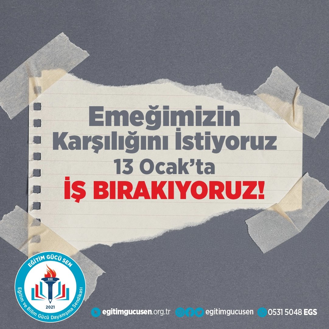 Bizler susarak kaybettirilmeye, sessiz kalarak görmezden gelinmeye daha fazla tahammül edemeyiz. 13 Ocak‘ta iş bırakıyoruz!

Eylem kararımıza ve dilekçeye web sitemizden ulaşabilirsiniz.
📌📌📌
egitimgucusen.org.tr/hukuk/13-ocakt…

#işbırakıyoruz