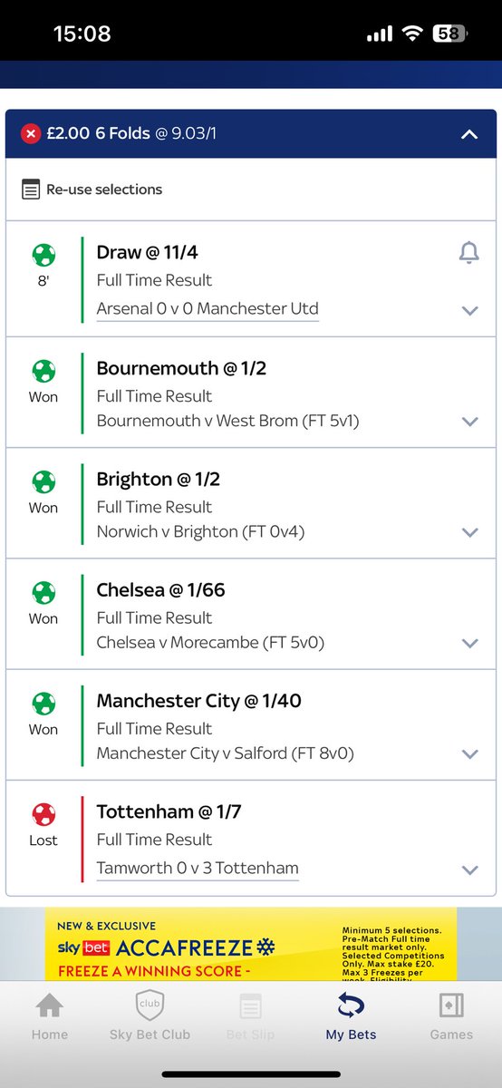 mjb3270's tweet photo. @SkyBet you sure that’s a loss?!?

Think someone made an error. https://t.co/5d6hGbVQ6H