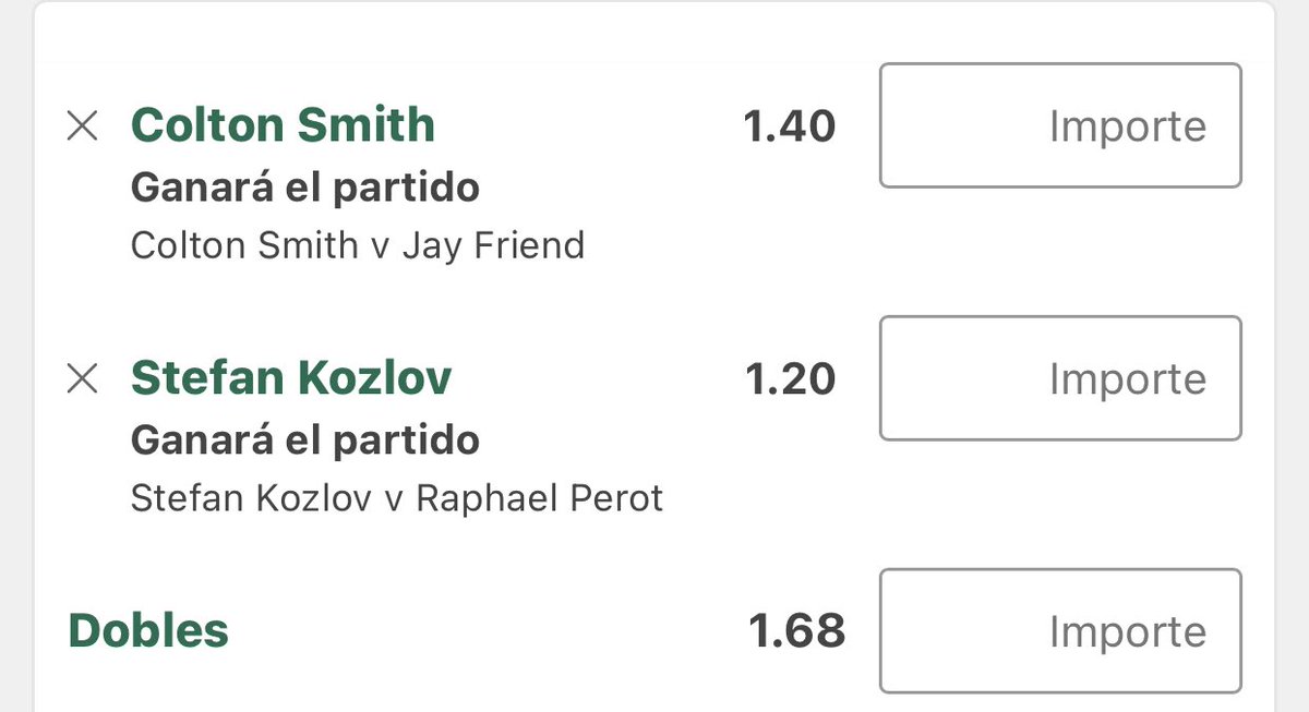 Pick

Colton Smith + Stefan Kozlov
1.68
Stake 2

#GamblingX #apuestas