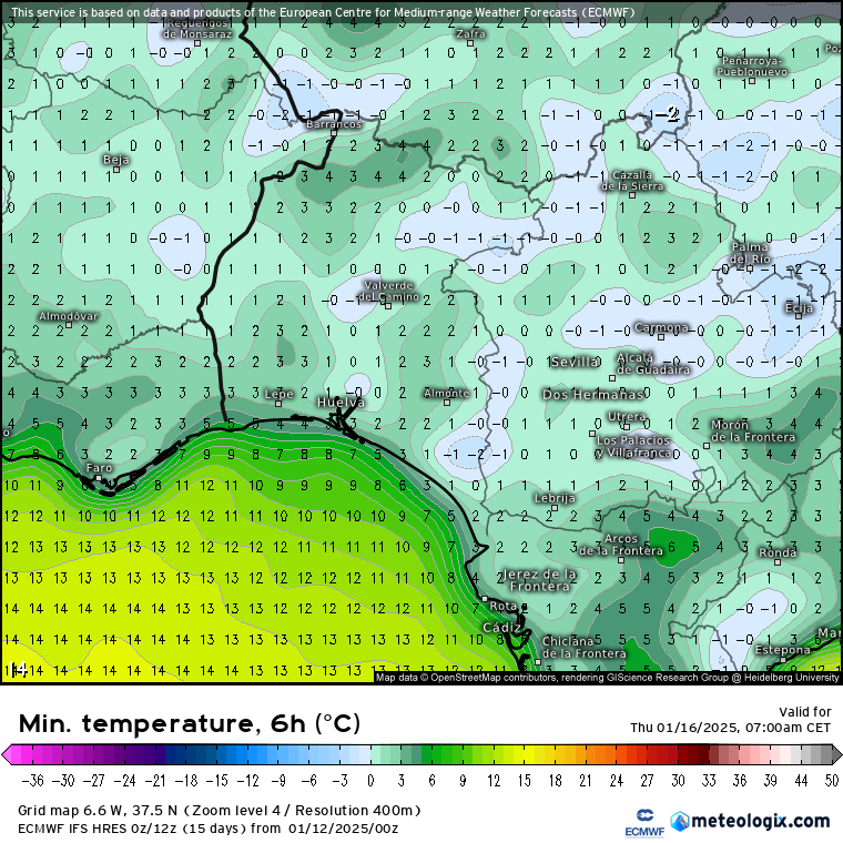 Meteohuelva's tweet photo. Tenemos unos primaverales 21 °C ahora mismo en Huelva capital.

Estas temperaturas tan anómalas para la época del año tienen las horas contadas y a partir de mañana bajan de manera importante las temperaturas.

Por ejemplo, para el próximo jueves se puede bajar de los cero grados en Huelva capital.