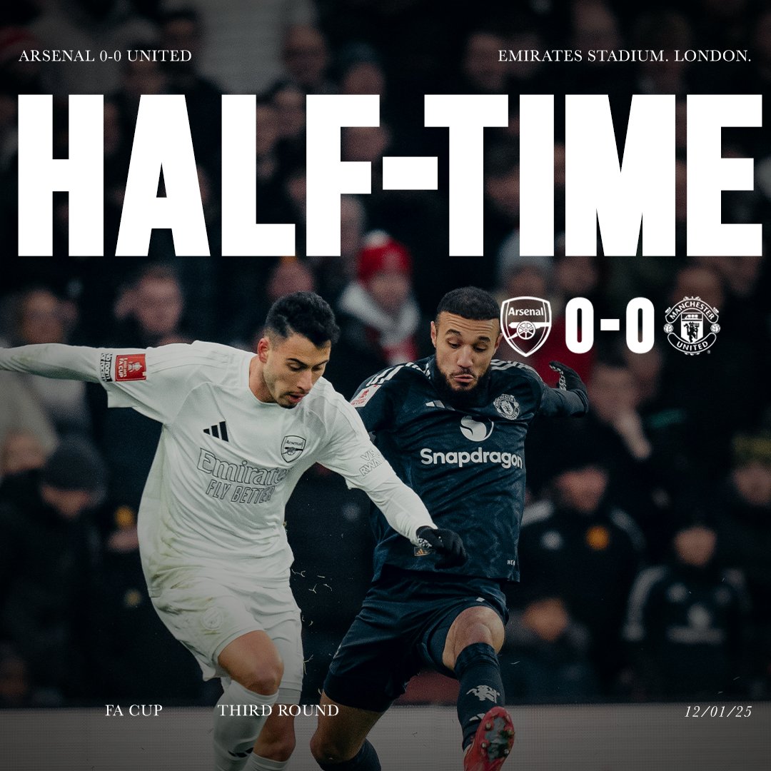 ManUtd's tweet photo. 🔲 All square at the break.

#MUFC || #FACup