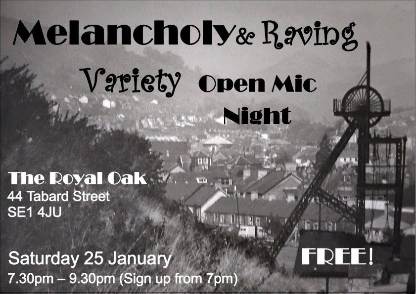 M&amp;R is back as a regular monthly open mic event at <a href="/royaloakborough/">𝓡𝓸𝔂𝓪𝓵 𝓞𝓪𝓴 𝓑𝓸𝓻𝓸𝓾𝓰𝓱</a>  7.30pm - 9.30pm on Saturday 25 January. Sign up from 7pm.