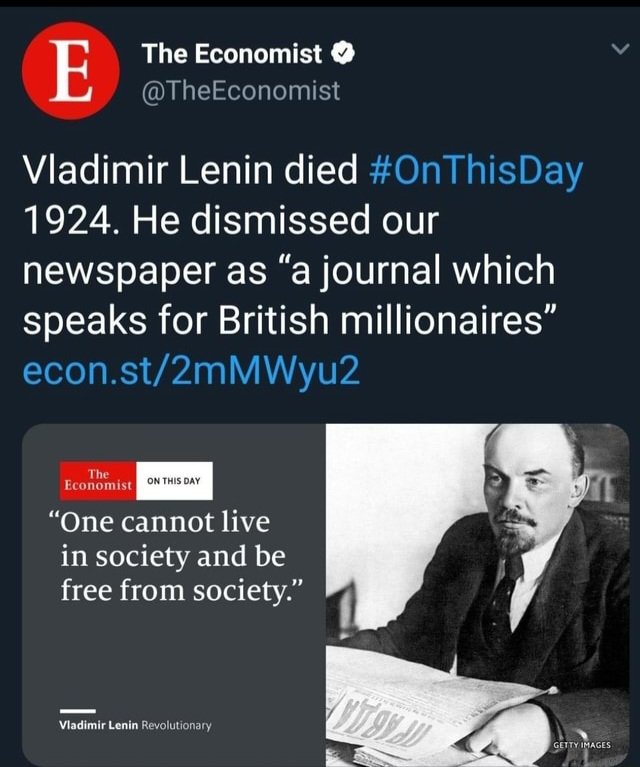 ST0NEDSOCIALIST's tweet photo. Lenin was so right about The Economist https://t.co/LlgHBHNg6z
