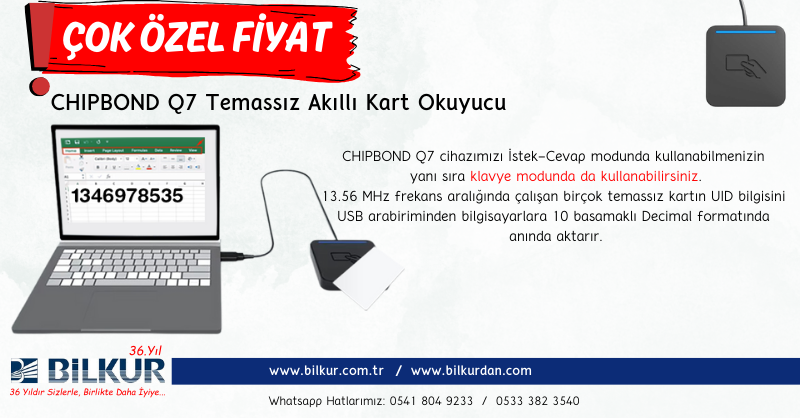 Bilkurbarkod's tweet image. Temassız Akıllı Kart Okuyucu
Chipbond Q7
bilkurdan.com/chipbond-q7-te…
İstek-Cevap modunun yanı sıra Klavye modunda da kullanılabilir.
13.56 MHz frekans aralığında çalışır.
Çok Özel Fiyatı ile Satışta!
#temassızakıllıkartokuyucu #smartcardreader #mifarekartokuyucu