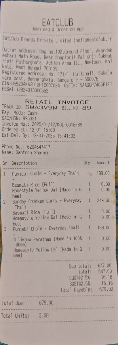 igl_manas's tweet photo. Visited Mojo Pizza via the @Eatclub_  app for lunch. Ordered 3 thalis, and the app showed ₹476, but the outlet refused app dining. Ordered directly &amp; paid ₹679. Staff said no discounts for direct orders &amp; demanded immediate payment. Disappointed with the service &amp; transparency. https://t.co/tNshKU4Z0V