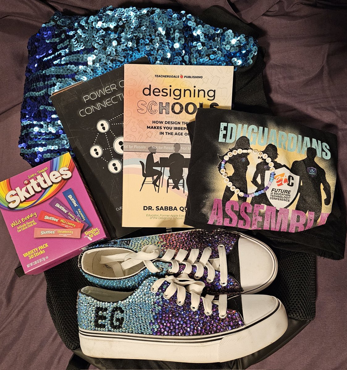 Heather Brown 🔜#ISTE (@browniesedbites) on Twitter photo Packing for <a href="/fetc/">FETC</a>! Skittles flavoring to keep me hydrated, books to get signed, a <a href="/EduGuardian5/">EduGuardians</a> swag! Shoes by <a href="/Ms_Morgan15/">Christine Morgan, M. Ed.</a>, bracelet by <a href="/dramatickat/">Kat Crawford</a>, books by <a href="/askMsQ/">Sabba Quidwai, EdD 🙌🏼 Designing Schools</a> and <a href="/MatthewXJoseph/">Dr. Matthew X. Joseph</a>. (Not pictured: <a href="/smgaillard/">Sean Gaillard</a>'s The Pepper Effect b/c it's at school but will be coming!) Packing for <a href="/fetc/">FETC</a>! Skittles flavoring to keep me hydrated, books to get signed, a <a href="/EduGuardian5/">EduGuardians</a> swag! Shoes by <a href="/Ms_Morgan15/">Christine Morgan, M. Ed.</a>, bracelet by <a href="/dramatickat/">Kat Crawford</a>, books by <a href="/askMsQ/">Sabba Quidwai, EdD 🙌🏼 Designing Schools</a> and <a href="/MatthewXJoseph/">Dr. Matthew X. Joseph</a>. (Not pictured: <a href="/smgaillard/">Sean Gaillard</a>'s The Pepper Effect b/c it's at school but will be coming!)