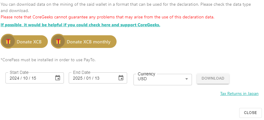 I updated CoreGeeks for the first time in about six months.

Changes
☆ Changed the data source
☆ Added support for downloading 2024 data for tax reporting
☆ Removed the Q&amp;A and News pages
The data, which was previously fetched via CoreExplorer's data crawling, is now directly