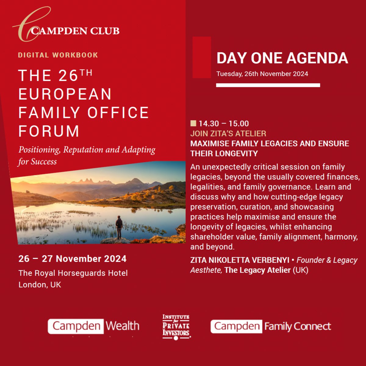 Our Founder was delighted to hold a workshop on family legacies at <a href="/CampdenWealth/">Campden Wealth</a>'s flagship European Family Office Forum in November 2024!

Thank you for the privilege and the wonderful engagement from the participants.

#Legacy #FamilyLegacy #FamilyBusiness #FamilyOffice