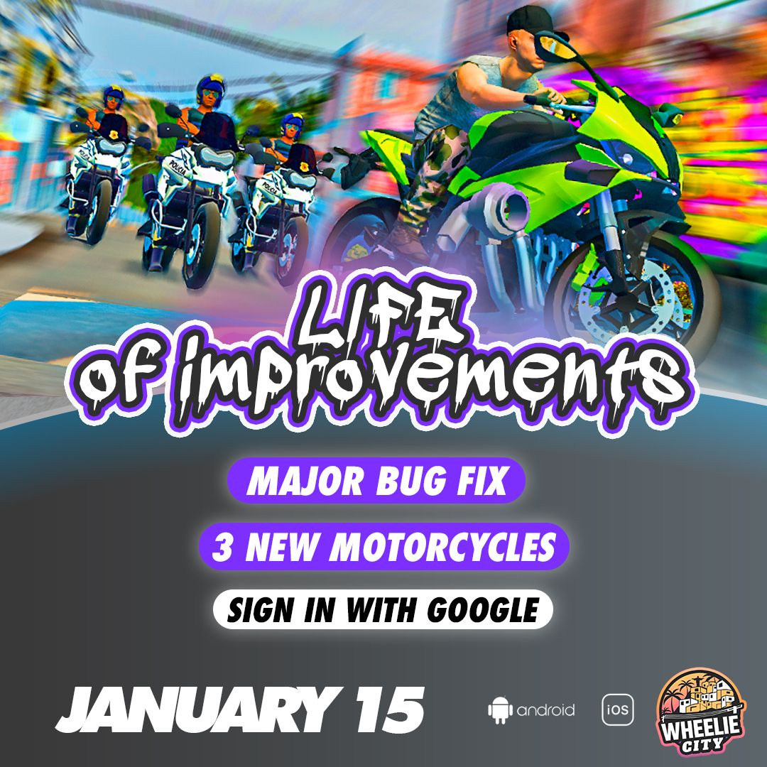 In 2025, we have big ideas to implement in Wheelie City! But first, we’ll release a major update to fix many issues that need urgent attention in the game.
January: We’ll focus on fixing login and registration issues in Wheelie City, ensuring a smoother experience for players.