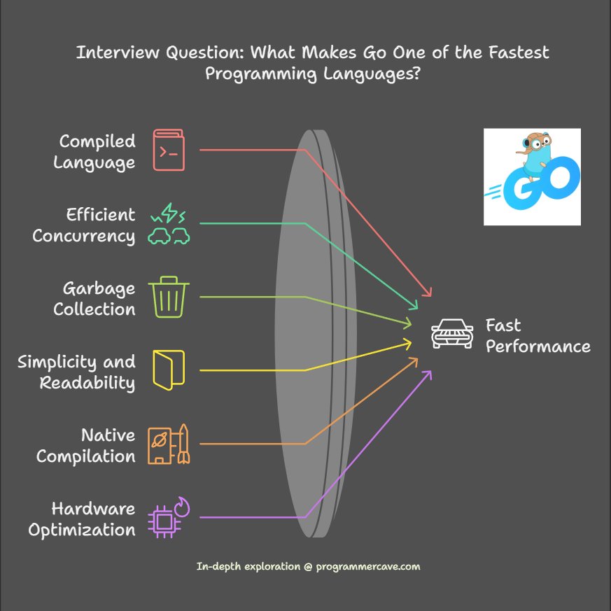 Programmercave's tweet image. Why is Go (Golang) blazing fast? 🔥
Learn about compiled efficiency, goroutines, and optimized garbage collection to ace interviews.
programmercave.com/Interview-Ques…
#Golang #Programming #CodingTips #InterviewPrep