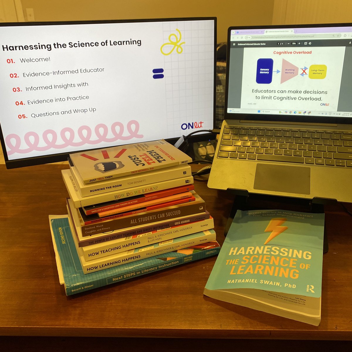 A sneak peak into the preparations for <a href="/ONlit_social/">ONlit.org</a> ‘s Harnessing the Science of Learning book study! 

<a href="/NathanielRSwain/">𝗗𝗿 𝗡𝗮𝘁𝗵𝗮𝗻𝗶𝗲𝗹 𝗦𝘄𝗮𝗶𝗻</a>