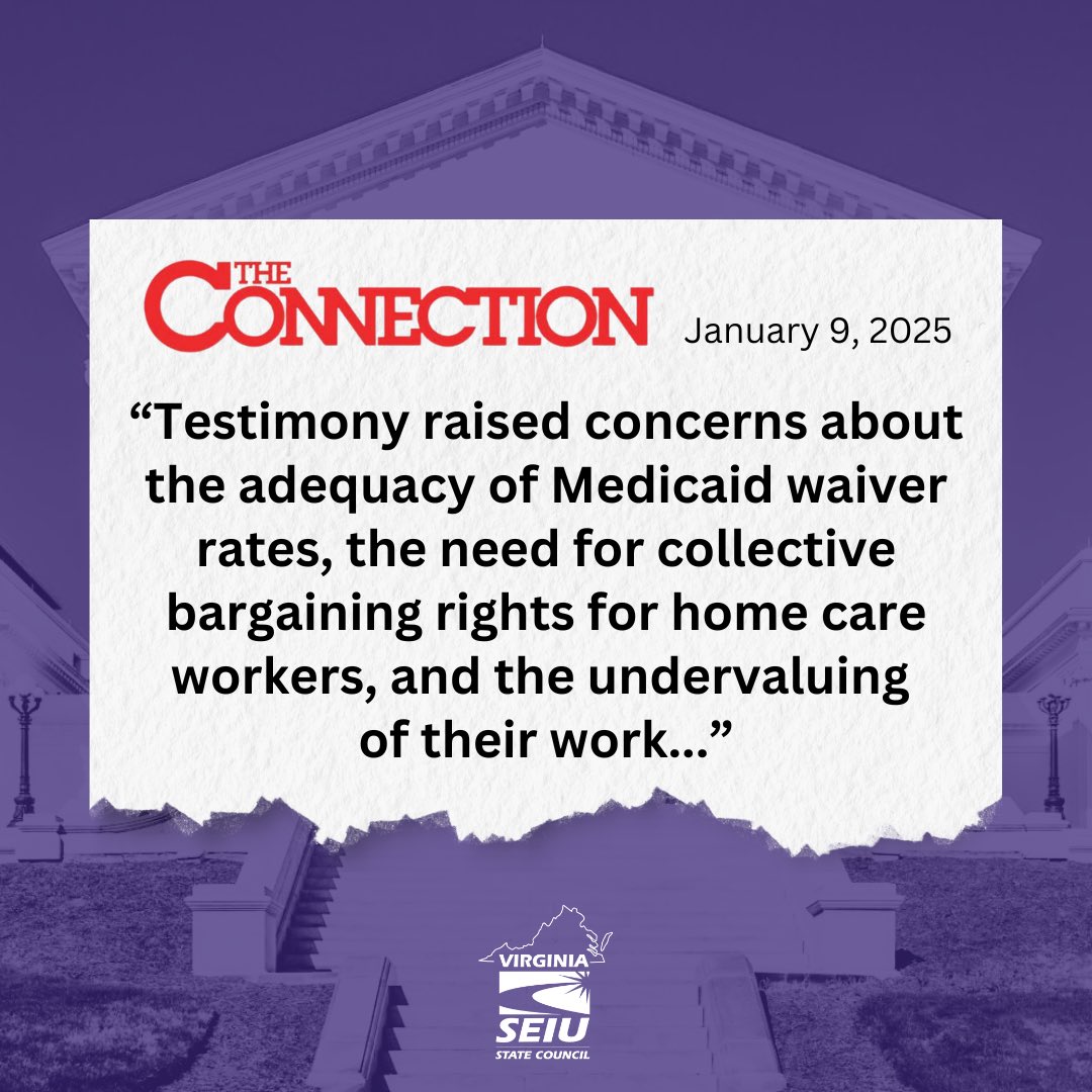 SEIU_Virginia's tweet image. BREAKING: Community members speak out for Home Care Collective Bargaining to strengthen our care system for older adults, people w/ disabilities &amp;amp; care workers!

Don’t miss Mercia Hobson’s article in the Connection newspaper: tinyurl.com/2txmnyx5 #CareIsEssential #UnionsForAll