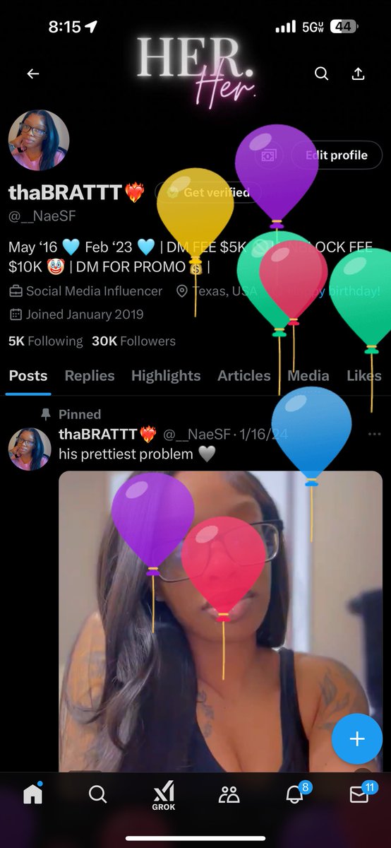 __NaeSF's tweet photo. It’s balloons on my page 🥹 Happy Birthday to me 💕 https://t.co/KbjgEIAxaA