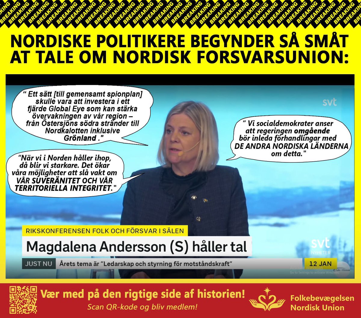 Ja tak <a href="/magdandersson/">Magdalena Andersson</a> 💪 det er helt rigtigt og lad os ikke stoppe ved en nordisk forsvarsunion, men fortsætter med at udvikle Norden til en Nordisk Union.
<a href="/RasmusJarlov/">Rasmus Jarlov</a> hvad tænker du om udtagelsen fra Magdalena?