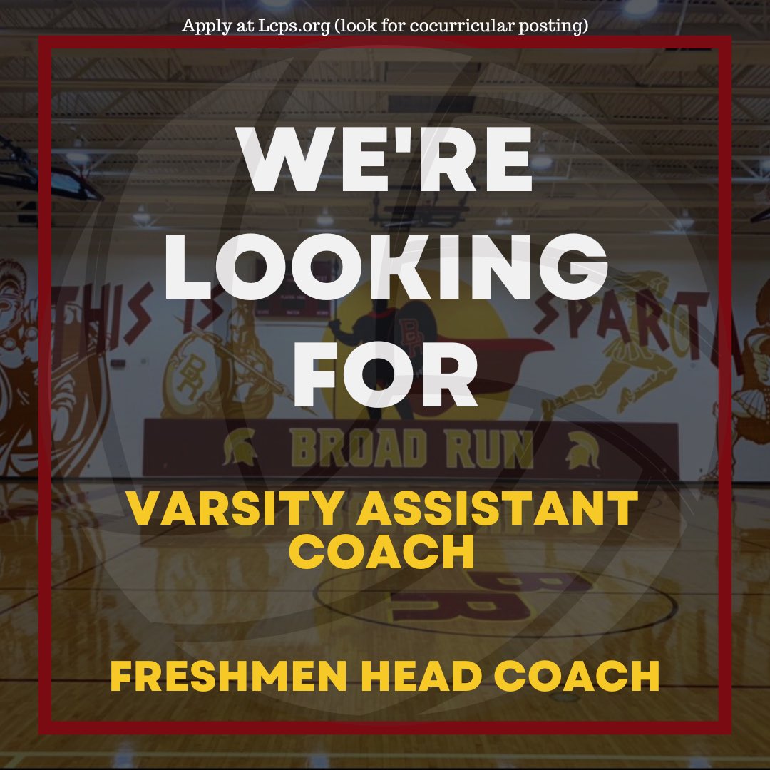 Broad Run Volleyball is looking for a Varsity Asst. Coach and Fr Head Coach. Check out our IG page for more detailed info.