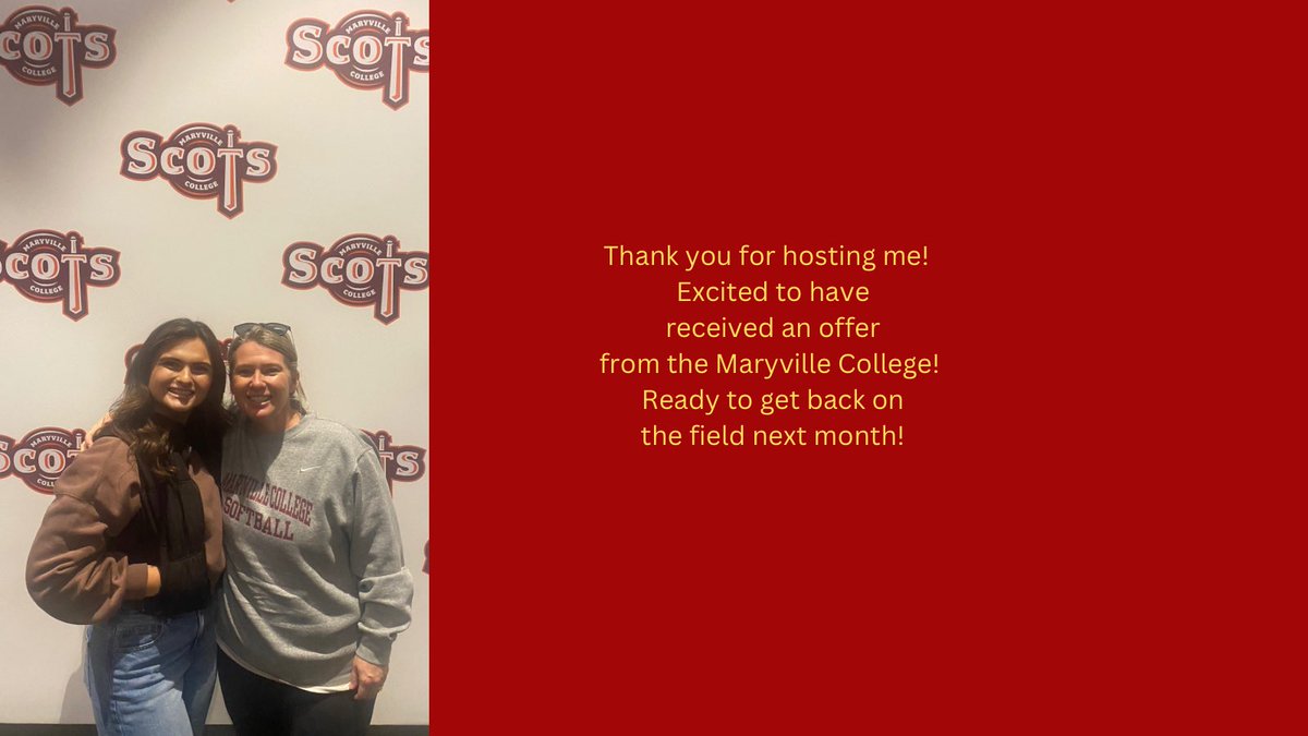 Thank you Coach Moore and Maryville College for hosting me!  Excited to receive an offer for Fall 2026!
