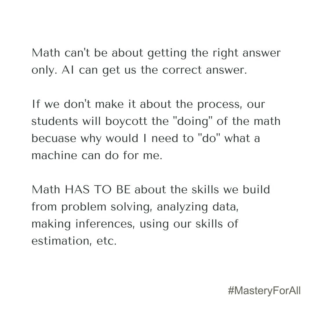 MrJamesONeal's tweet image. Math can&apos;t just be about getting the right answer—AI can do that for us. 

#MasteryForAll #MathMindset  #TeachTheProcess #SkillsForLife