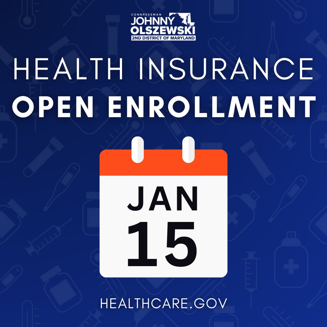RepJohnnyO's tweet image. The open enrollment period for health insurance through the Affordable Care Act ends in 3️⃣ days! 

I encourage Marylanders to visit healthcare.gov to compare plans and #GetCovered.