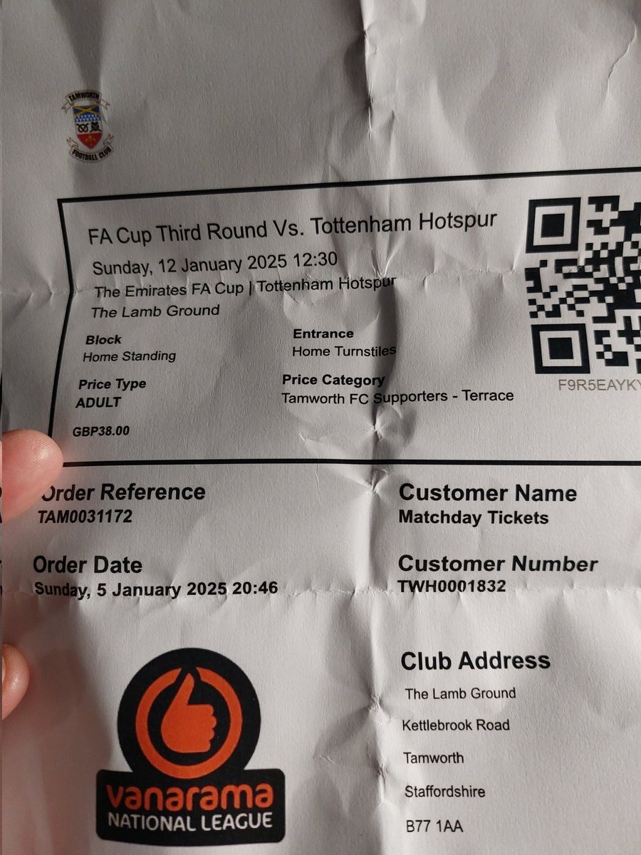I amjusy heading home from Tamworth away in the FACup. OMG. Wangled a home ticket by the dug outs. I need a lie down.