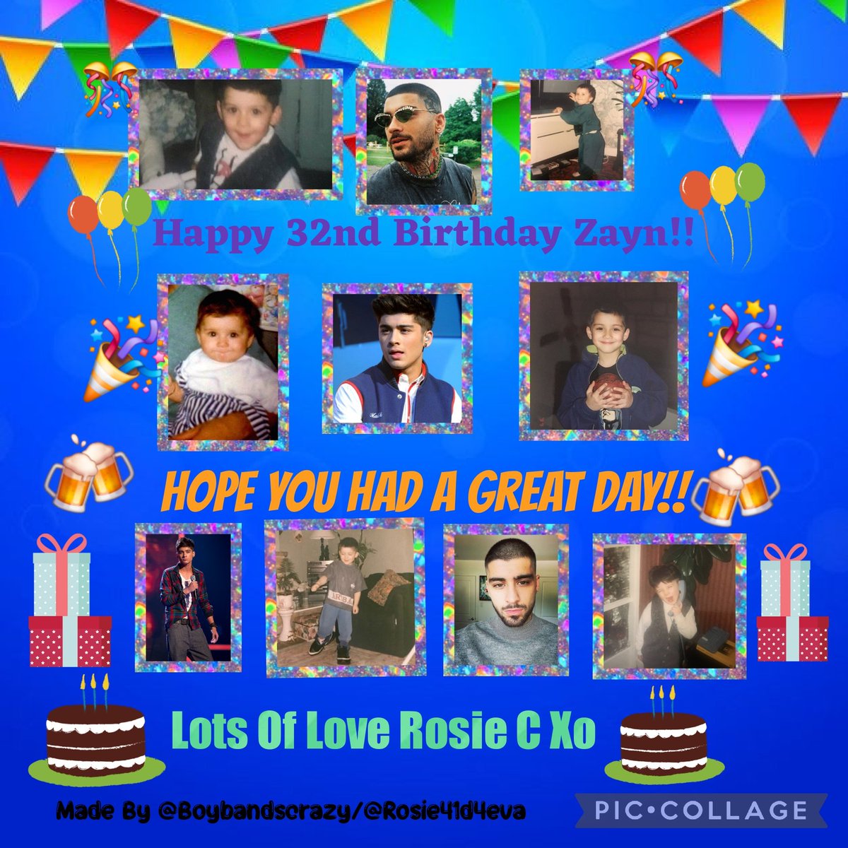 BoybandsCrazy's tweet photo. Happy 32nd Birthday Zayn!! 
Hope You Had A Lovely Day!! 
Lots Of Love Rosie C Xo 🎈🎊🎉🧁🍹🎁 #Happy32ndBirthdayZayn #HappyBirthdayZayn @zaynmalik https://t.co/ibaLm2ebMA