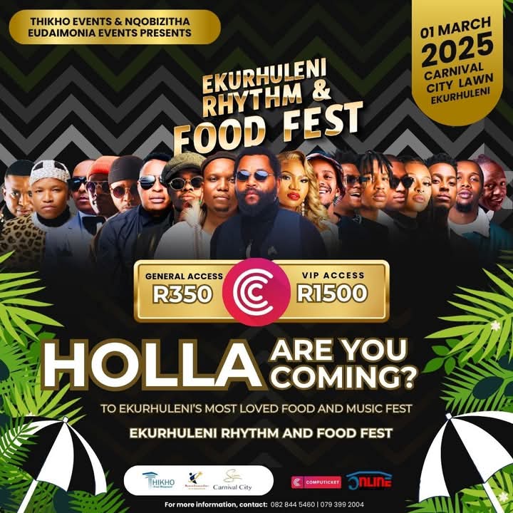 Pheeha_Steve's tweet photo. Back, bigger and better at a different venue and date. Ekhuruleni Rhythm and Food Fest on the 1st March 25 @ Carnival City Park. Buy your ticket https://t.co/04NYPwkX61