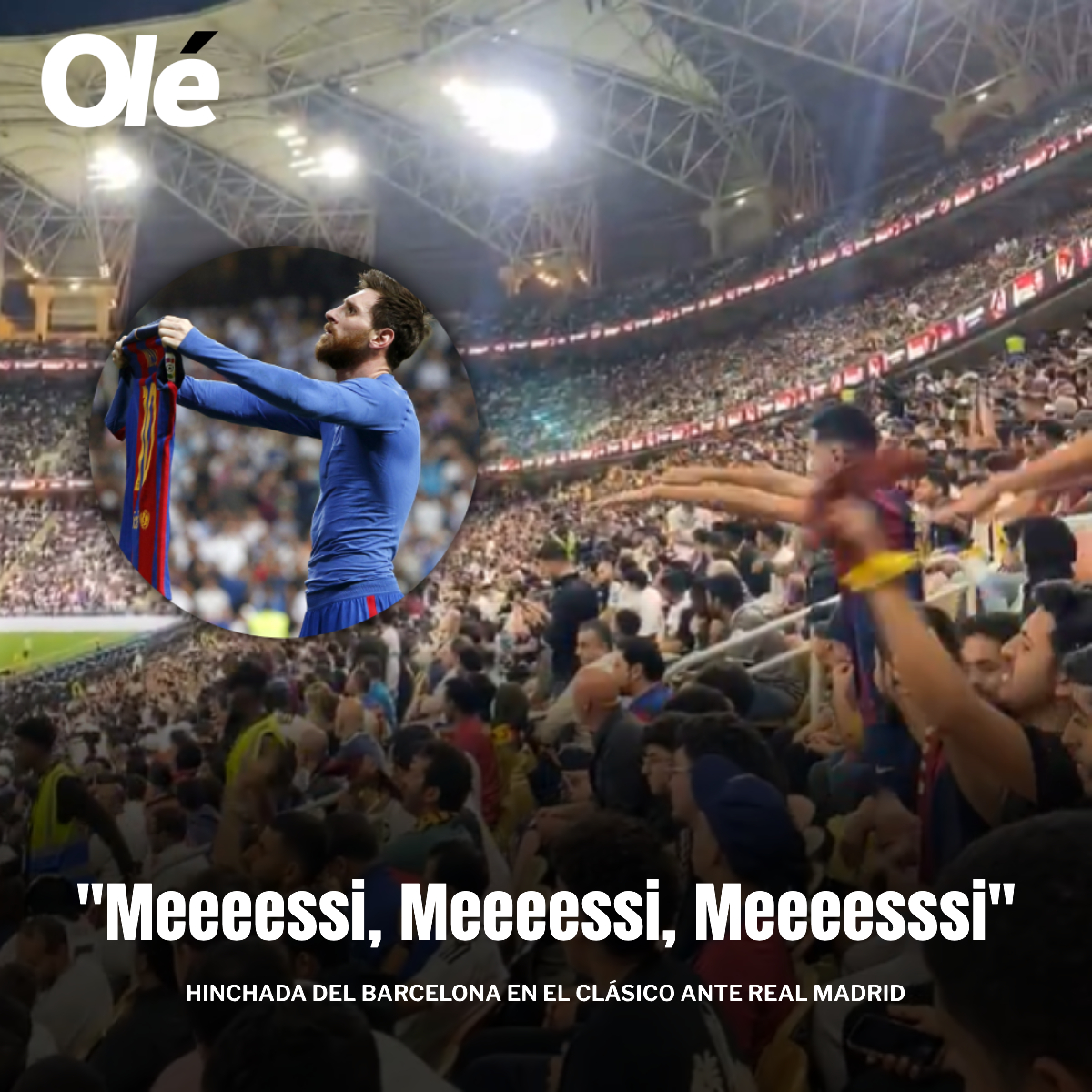DiarioOle's tweet photo. LOS HINCHAS NO SE OLVIDAN DE ÉL 🐐🇦🇷

En medio de la goleada del Barcelona ante el Real Madrid, los fanáticos culés cantaron por Leo Messi 🔊