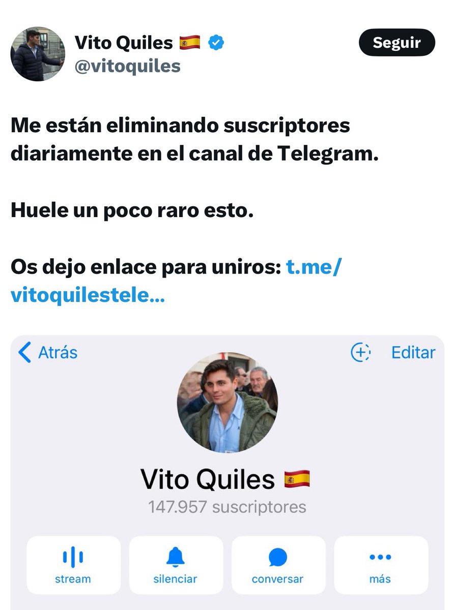 MalaMalamente's tweet photo. No te están eliminando nada #VitoQuileSacoDeMierda 
Los fachas que te siguen muy listos no son, pero saben que si estás pidiendo pasta constantemente entienden que les estás estafando y te han mandado a tomar por culo. https://t.co/MDWZspNqYy