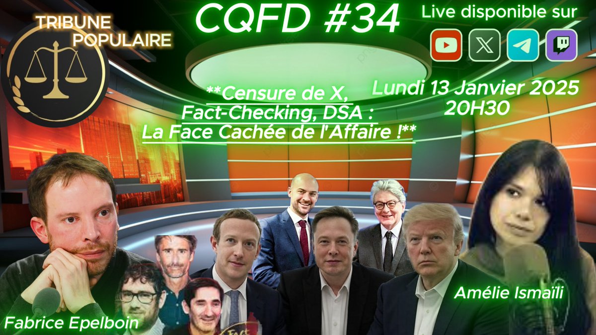 TribunePop23's tweet photo. Demain soir à 20h30, live avec @ame_ism et @epelboin pour tout vous révéler sur ce qui se cache derrière la diabolisation de X, la fin des fact-checkers pour Meta, et les déclarations des principaux concernés !

Préparez le pop-corn ! 🍿 https://t.co/r8Op9UJzrM