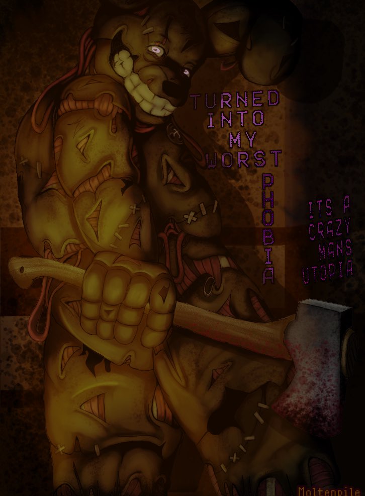 Karpenmeow's tweet image. I love adding lyrics to art #fnafart #fnaffanart #Springtrap
