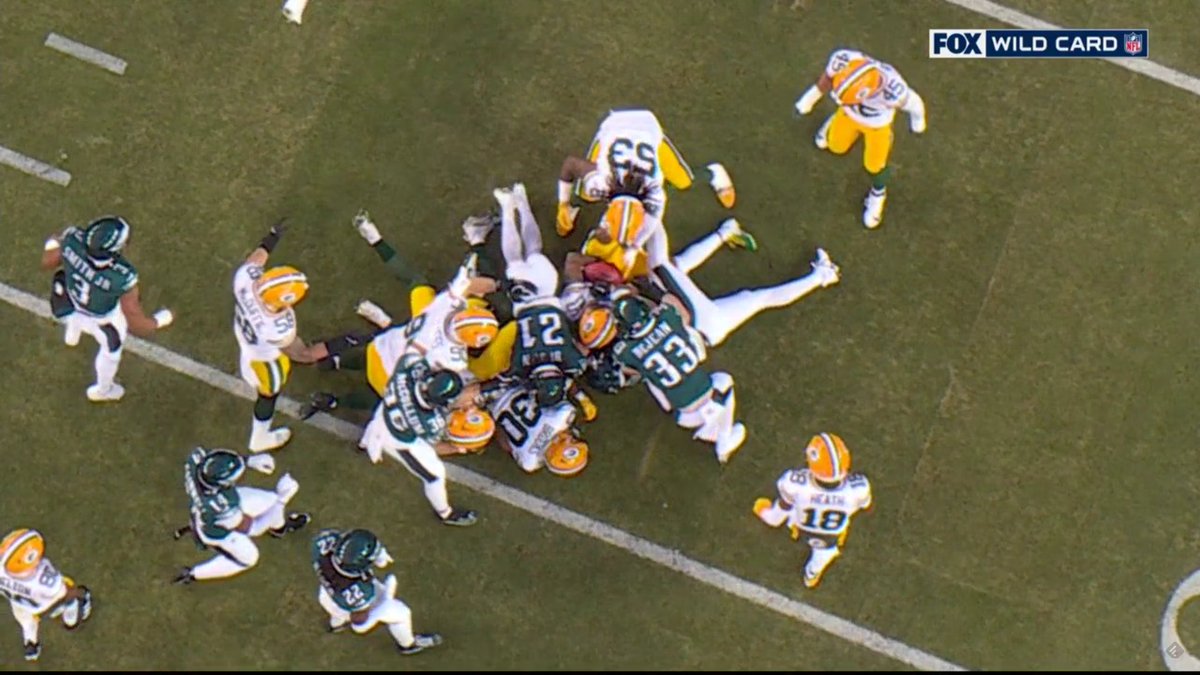 BruceIronsNFL's tweet photo. I mean, here he is holding the ball on the ground with people touching him down. https://t.co/rG3YNh7a5r