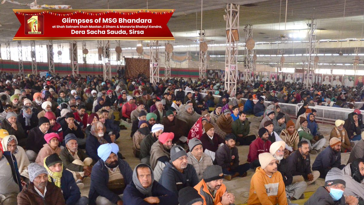 DSSNewsUpdates's tweet photo. Satsang serves as a sanctuary of peace, offering solace to those seeking refuge from life's worries. Dera Sacha Sauda volunteers attended the blessed Satsang of MSG Bhandara Month celebrations at Shah Satnam Shah Mastan Ji Dham, Sirsa, where countless souls gathered to embrace the divine vibes. Alongside the sacred celebrations, dowry-free marriages, known as 'Brahma Vivah,' were also solemnized on this pious day.
Profound gratitude to Revered Saint Dr. MSG Insan Ji for imparting divine wisdom and blessings to millions of devotees.

#Sirsa #MSGBhandara #106BirthMonth #SpiritualSunday