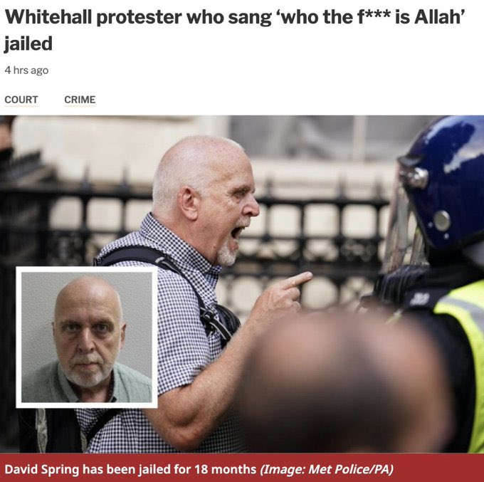 RadioGenoa's tweet photo. The British patriot sings "Allah, Allah, who f*ck is Allah" and ends up in prison for 18 months. https://t.co/gM41n9kUKn