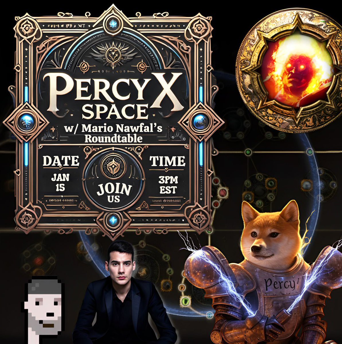 ThePercyArmy's tweet photo. 🔥 SAVE THE DATE, PERCY ARMY! 🔥

We’re thrilled to announce the Percy X Space w/ Mario Nawfal's Roundtable is happening on January 15th at 3 PM EST!

⚔️ Exclusive insights into Percy’s future
🔥 Live Q&amp;A on Mario Nawfal's Roundtable

📅 Mark your calendars and join us! https://t.co/2Li3wuV434