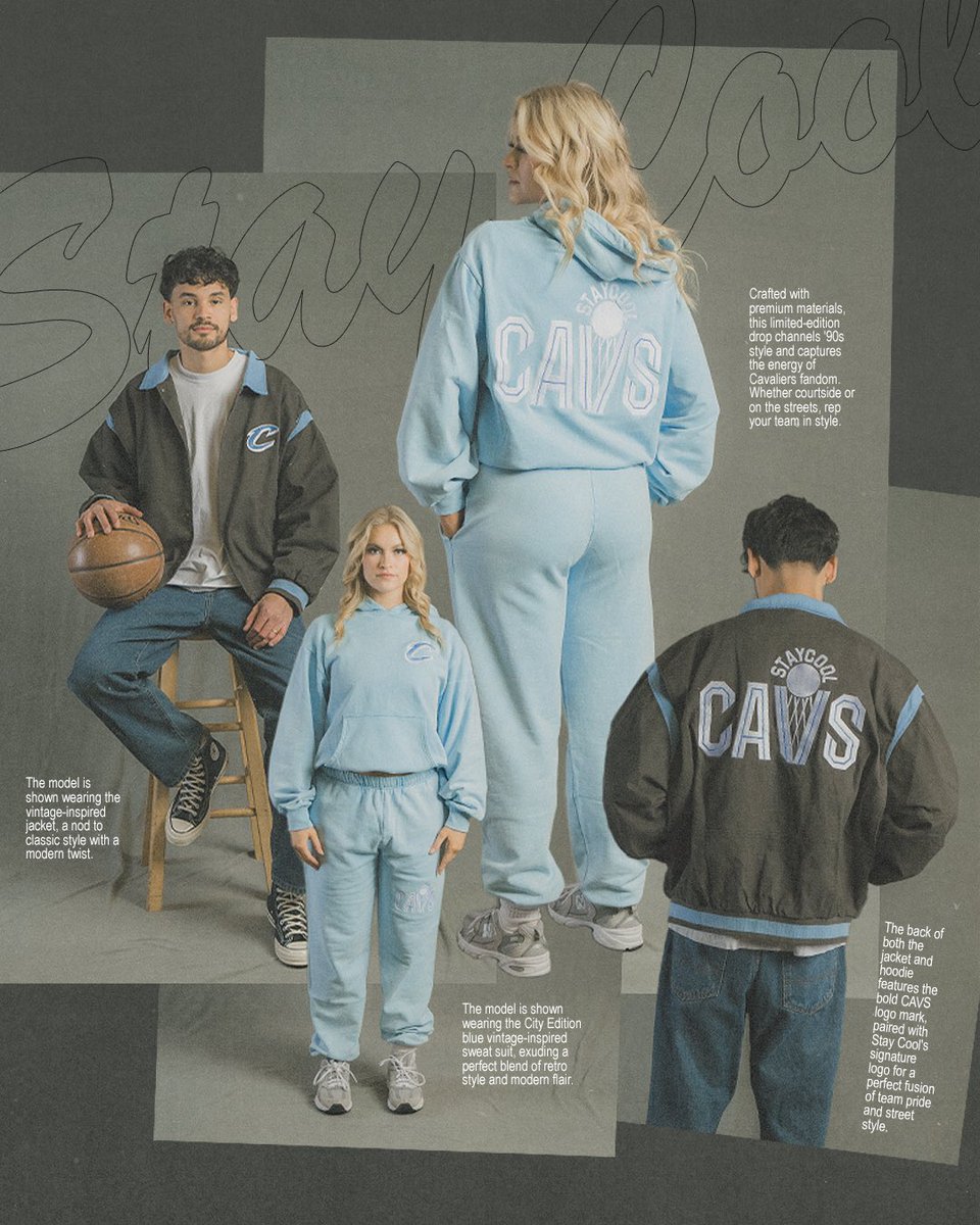 😎AVAILABLE TODAY😎

<a href="/STAYCOOLNYC/">STAYCOOLNYC</a> 🤝 <a href="/cavs/">Cleveland Cavaliers</a> 

Introducing the first STAYCOOL x CAVS collaboration! This collection includes a vintage-inspired jacket and sweat suit for timeless style✨ 

Available exclusively in-store at Center Court in Rocket Mortgage FieldHouse.