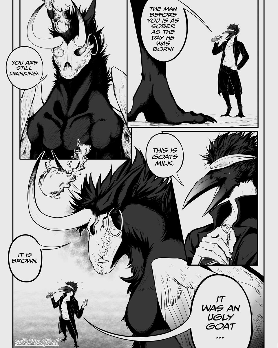 thePsychoGhost's tweet photo. Been trying my hardest to make myself draw recently. Managed to draw a comic page for a TikTok audio that I thought fit these two. Helped me have a bit of motivation. https://t.co/2qA4znzIMY