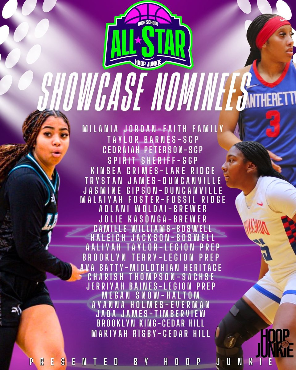 First batch of nominees are in. You still have two more weeks to get your nominations in. <a href="/MilaniaJordan1/">💫MILANIA JORDAN C/O 2026🙏🏾🏀</a> <a href="/walshjordan1/">Walsh Jordan</a> <a href="/FaithFamilyGBB/">Faith Family Lady Eagles</a> <a href="/GirlsBballSGP/">SGP Girls Basketball</a> <a href="/PantherettesBB/">Duncanville Pantherettes 🏀</a> <a href="/MalaiyahFoster/">Malaiyah Foster</a> <a href="/LakeRidgeGBB/">LakeRidge GirlsBBall</a> <a href="/BoswellGirlsbb/">W.E. Boswell Girls Bball</a> <a href="/camille_2025/">Camille Williams 🇯🇲🇺🇸</a> <a href="/ladywolfbball/">Mansfield Timberview gbb</a>